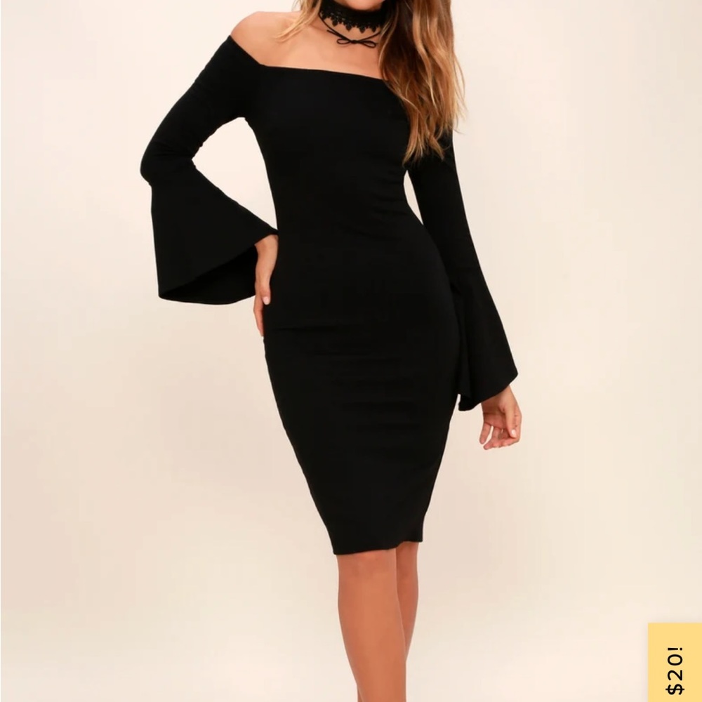 Lulu’s Black Off-the-Shoulder Midi Dress!